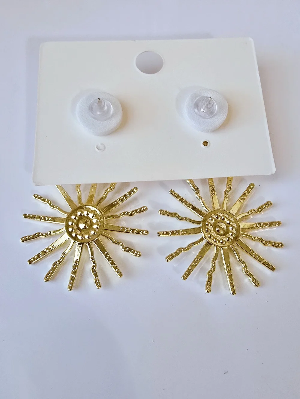 Gold-plated  Sunburst Pearl Drop‎ Earrings - S925 Needle